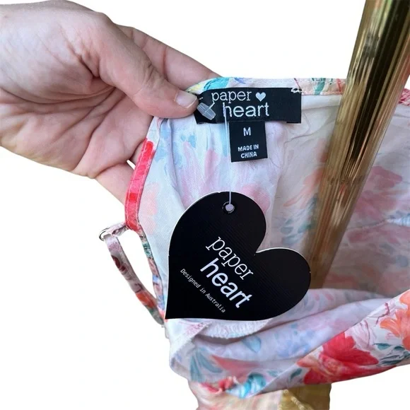 Paper Heart Pink Satin Slip Dress with Spaghetti Straps with Front Slit - Picture 4 of 9